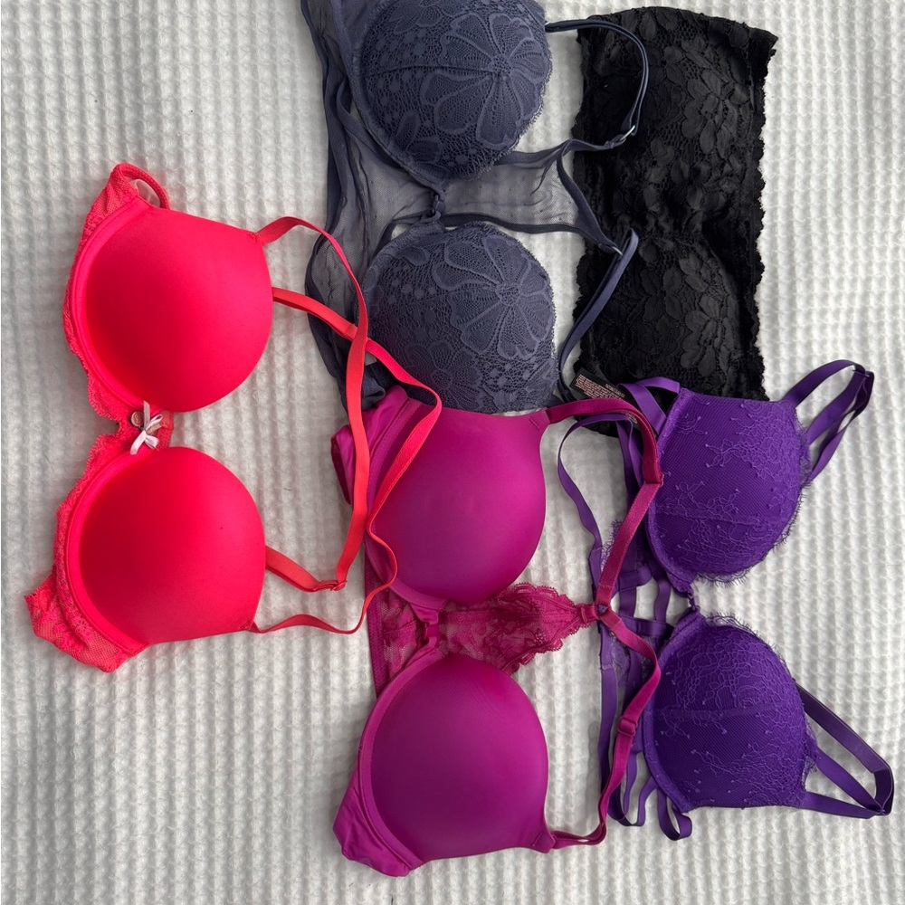 Victoria's Secret Vibrant Bra Collection - Pink, Purple, Black